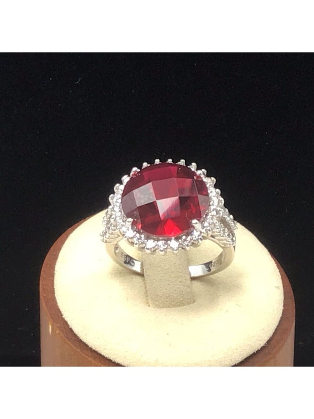 Espo Joseph Esposito Ruby And CZ Sterling Silver Ring Size 8